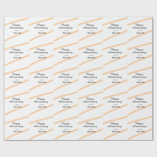 Happy wedding anniversary orange pastel lines name geschenkpapier