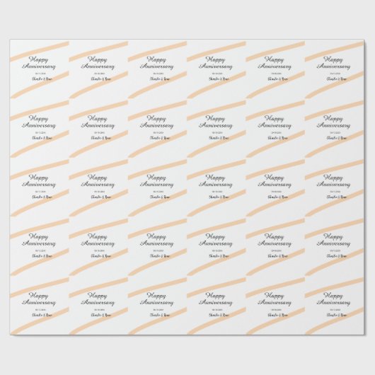 Happy wedding anniversary orange pastel lines name geschenkpapier (Flach)