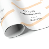 Happy wedding anniversary orange pastel lines name geschenkpapier (Rolleneckpunkt)