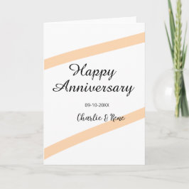 Happy wedding anniversary orange pastel lines name karte