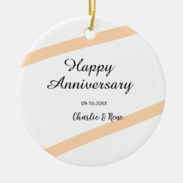 Happy wedding anniversary orange pastel lines name keramik ornament