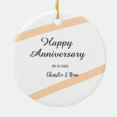 Happy wedding anniversary orange pastel lines name keramik ornament (Hinten)