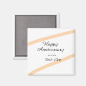 Happy wedding anniversary orange pastel lines name magnet (Vorderseite/Rückseite)