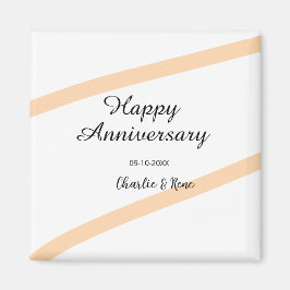 Happy wedding anniversary orange pastel lines name magnet