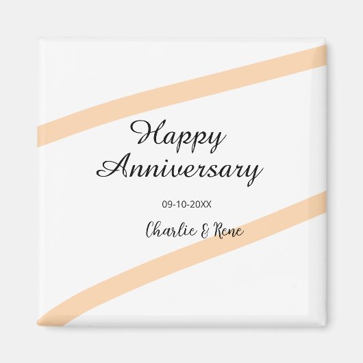 Happy wedding anniversary orange pastel lines name magnet (Vorne)