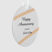 Happy wedding anniversary orange pastel lines name ornament (Vorderseite)