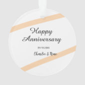 Happy wedding anniversary orange pastel lines name ornament (Rückseite)