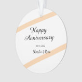 Happy wedding anniversary orange pastel lines name ornament (Vorderseite)