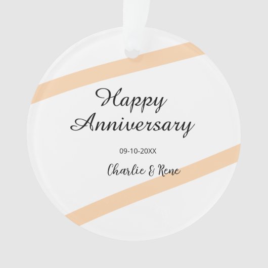 Happy wedding anniversary orange pastel lines name ornament (Vorderseite)