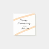 Happy wedding anniversary orange pastel lines name post-it klebezettel (Vorderseite)
