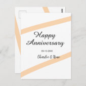 Happy wedding anniversary orange pastel lines name postkarte (Vorne/Hinten)