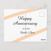 Happy wedding anniversary orange pastel lines name postkarte (Rückseite)