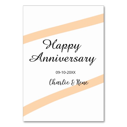 Happy wedding anniversary orange pastel lines name tischnummer (Rückseite)