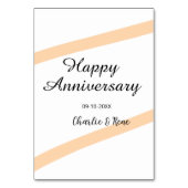 Happy wedding anniversary orange pastel lines name tischnummer (Vorderseite)