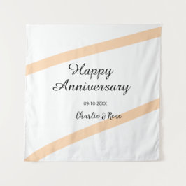 Happy wedding anniversary orange pastel lines name wandteppich