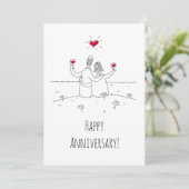 Happy Wedding Anniversary Red Heart Couple Card (Stehend Vorderseite)