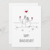 Happy Wedding Anniversary Red Heart Couple Card (Vorne/Hinten)