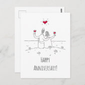 Happy Wedding Anniversary Red Heart Postcard Postkarte (Vorne/Hinten)