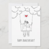 Happy Wedding Anniversary Red Heart Swing Card (Vorderseite)