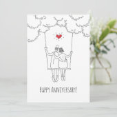 Happy Wedding Anniversary Red Heart Swing Card (Stehend Vorderseite)