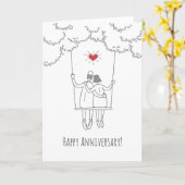 Happy Wedding Anniversary Red Heart Swing Couple Karte (Gelbe Blume)
