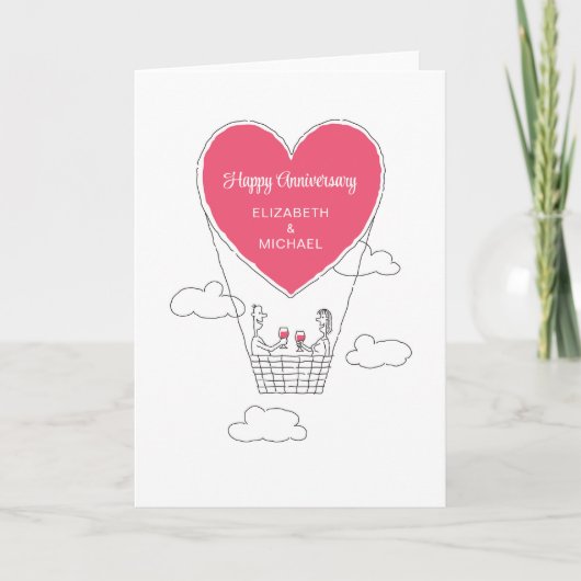 Happy Wedding Anniversary Red Heart Verheirateten Karte (Vorderseite)