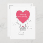 Happy Wedding Anniversary Red Heart Verheirateten Postkarte (Vorne/Hinten)