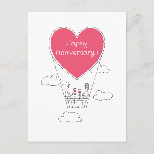 Happy Wedding Anniversary Red Heart Verheirateten Postkarte (Vorderseite)