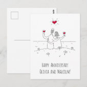 Happy Wedding Anniversary Red Heart Verheirateten  Postkarte (Vorne/Hinten)