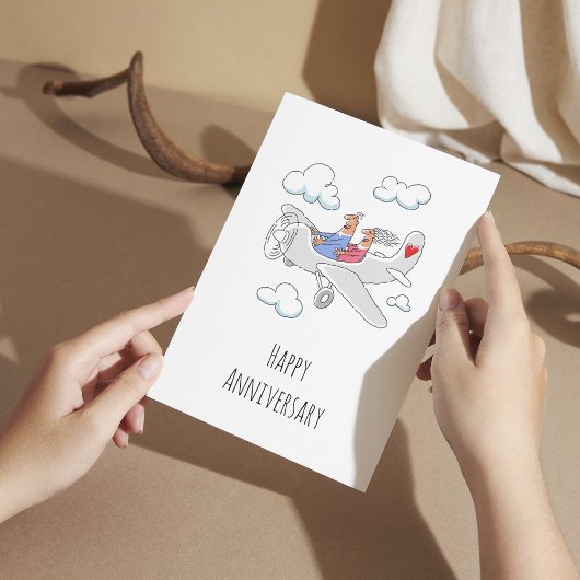 Happy Wedding Anniversary Red Heart Verheirateten  Postkarte