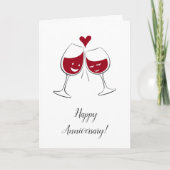 Happy Wedding Anniversary Red Wine Heart Card Karte (Vorderseite)