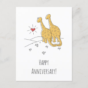 Happy Wedding Anniversary Verheiratet Dinosaurier Postkarte