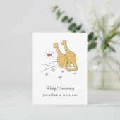 Happy Wedding Anniversary Verheiratet Dinosaurier Postkarte (Stehend Vorderseite)