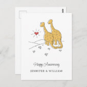 Happy Wedding Anniversary Verheiratet Dinosaurier Postkarte (Vorne/Hinten)