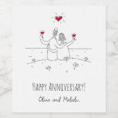 Happy Wedding Couple Jubiläum Rotes Herz Weinetikett (Einzelnes Label)