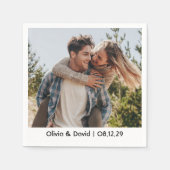 Happy Wedding Couple Photo Serviette (Vorderseite)