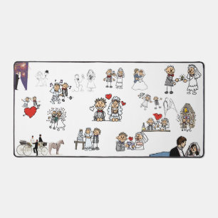 Happy Wedding Couples Characters Collage Schreibtischunterlage
