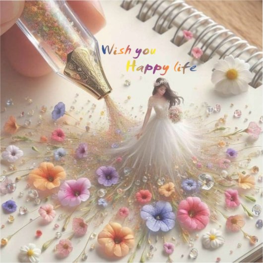 Happy Wedding Cut Vinyl Sticker (Vorderseite)