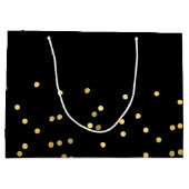 Happy Wedding Day Black and Gold Confetti Geschenk Große Geschenktüte (Rückseite)