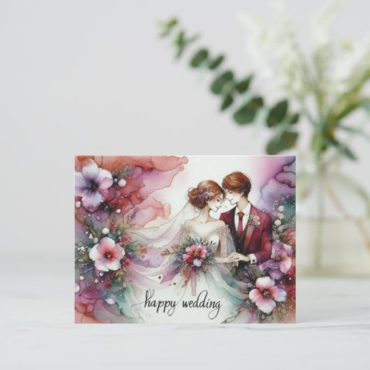 Happy Wedding Day Postkarten (Stehend Vorderseite)