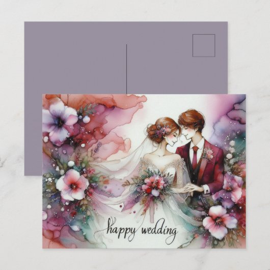 Happy Wedding Day Postkarten (Vorne/Hinten)