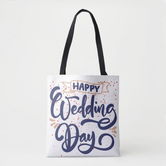 Happy Wedding Day Tote Bag - Romantisches Geschenk Tasche (Vorderseite)