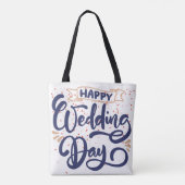 Happy Wedding Day Tote Bag - Romantisches Geschenk Tasche (Rückseite)