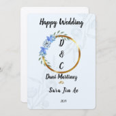 Happy Wedding Einladung (Vorne/Hinten)