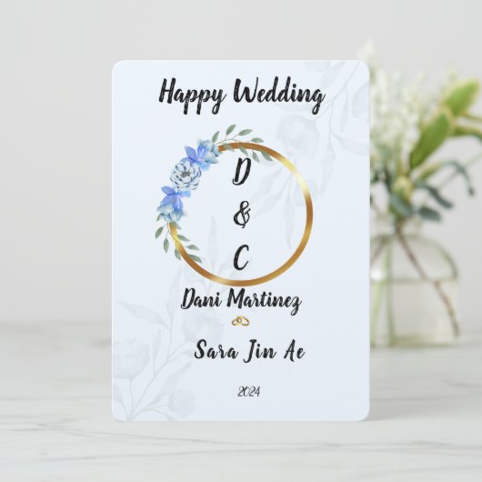 Happy Wedding Einladung (Stehend Vorderseite)