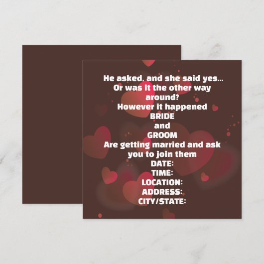 Happy Wedding Einladung Wording (Vorne/Hinten)