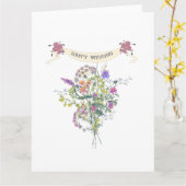 Happy Wedding Elegant Floral Bouquet Karte (Gelbe Blume)