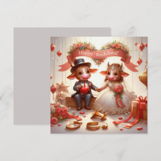 Happy Wedding Grußkarten Einladung (Vorne/Hinten)