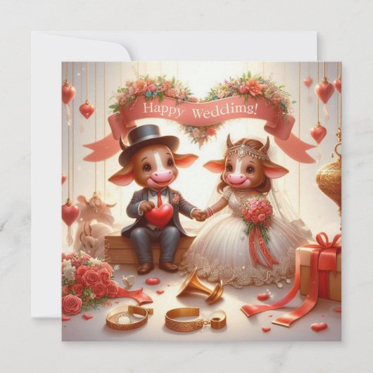 Happy Wedding Grußkarten Einladung (Vorderseite)