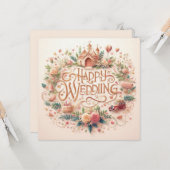 Happy Wedding Grußkarten Karte (Vorderseite/Rückseite Beispiel)